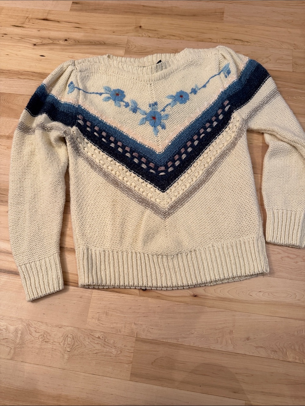 Vintage 90s Cottagecore Floral-Ribbon Detail Sweater-Read